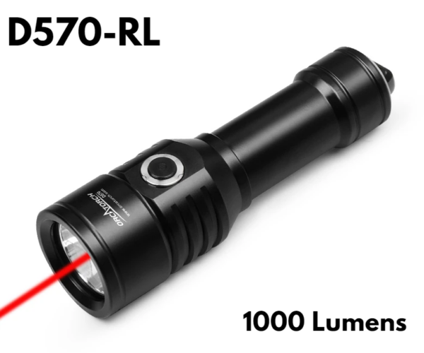 Orca Torch Diving Light with Red Laser 1500LMS- D570-RL